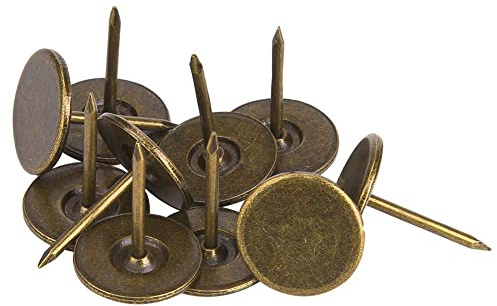 100 Pezzi Puntine per Tappezzeria, Puntine da Disegno a Testa Piatta Assortimento Kit Chiodi per Mobili Forniture Artistiche in Ferro Accessori per Decorazione Divano Porta - Bronzo Ciano(16 x 20MM)