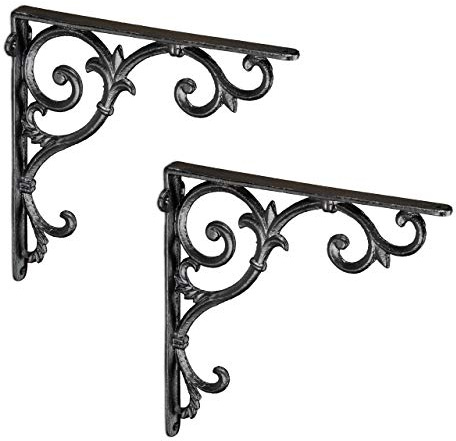 Relaxdays Regalwinkel antik 8er Set, Regalträger Gusseisen, schwarz | Barocke Ornamente, Winkel für Regale, Vintage