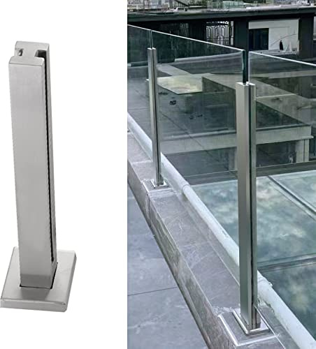 ZAQY Silber Decksgeländerpfosten Für Glas/Kunststoff/Holz Platte 10/12mm, Edelstahl-Glasbalustrade-Pfosten Für Balkon/Flurtreppen/Indoor-Outdoor-Plattform (Color : Mid Post, Size : 95cm/37.4 in)