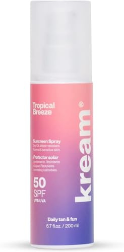 KREAM Tropical Breeze - Huile Solaire Protectrice SPF50 | Huile Sèche Waterproof, Hydratante & Nourrissante (200 ml)