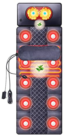 Tapis De Massage Complet Du Corps Avec Chaleur - Masseur De Cou Et De Dos Shiatsu, Matelas De Massage Électrique À Traction À La Taille Avec Coussin Gonflable 9 Modes De Massage Et De Vibration