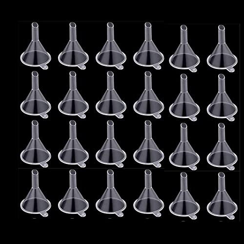 KAIAIWLUO Small Funnel, 24 PCS Mini Clear PVC Funnels, 4cm H x 3.2cm W x 0.5cm D, Tiny Funnel for Bottle Filling, Perfumes, Essential Oils, Lab Bottles, Arts & Crafts