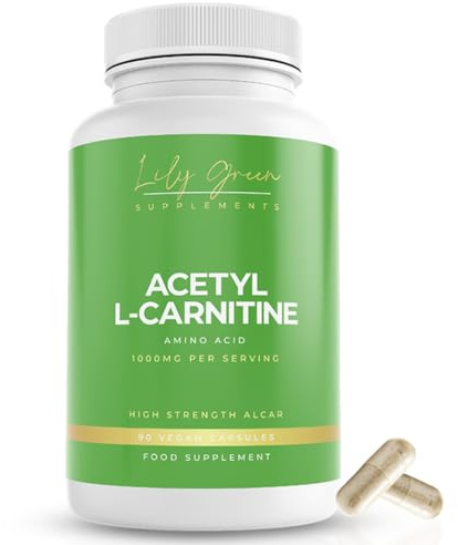 Lily Green Acetyl l Carnitine Capsules | 1000mg Per Serving Acetyl-l-Carnitine Nutritional Supplements | High Strength ALCAR | Non-GMO & No Artificial Fillers | 90 Vegan Capsules | Made in UK