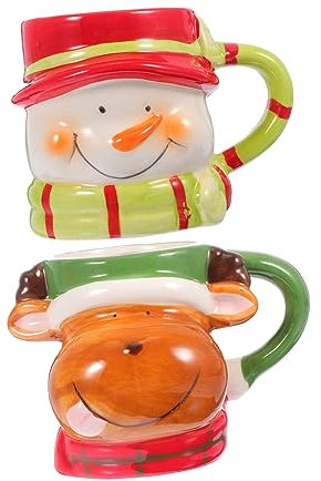 BESTonZON 2stücke Weihnachtsbecher Cartoon-muster Wasserbecher Kreativbecher Milchbecher Kaffeetasse Festliche Tasse Für Tee Kaffee Wasser