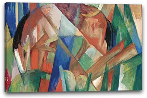 Printed Paintings Leinwandbild (40x30cm) Franz Marc: Fabeltier II (Pferd) (1913), Leinwand auf Keilrahmen gespannt und fertig zum Aufhängen, hochwertiger Kunstdruck aus deutscher Produktion