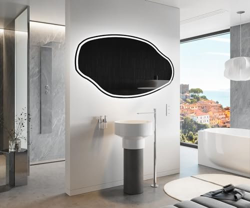 Artforma Badspiegel mit Beleuchtung - Asymmetrischer Spiegel - 154x94 - Led Spiegel Bad - Unregelmäßiger Form - Badezimmerspiegel Nach Maß - Modernes Design - Ohne Rahmen