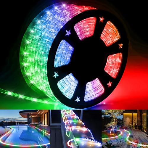 1000 LED Outdoor Rope Lights, 53M/174ft Christmas Tube Lights Waterproof Fairy String Lights 8 Modes LED Rope Lighting Decorate for Christmas Tree Indoor Party Bedroom Garden (Multicolor)