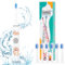 Electric Toothbrushes, Electric Toothbrush Kids, Battery Operated Kids Toothbrushes with 6 Toothbrush Heads for Travel (White)