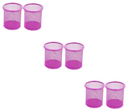 Operitacx 6 Stk Kinderschreibtisch Schließfachzubehör Büromaterial für den Schreibtisch buntstifte Bleistiftbecher Bleistifthalter aus Mesh-Stahl Schmiedeeisen Bürobedarf Stahlgewebe Violett