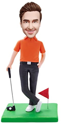 BobbleJoy Figura de jugador de golf personalizada Bobblehead | Regalo de golfista hecho a mano | Decoración única de golf (golfista 1)