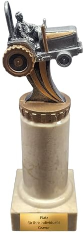 eberin · Die Kraft des Landlebens: Resin-Traktorpokal · Landwirt Trophäe · Wanderpokal · Traktorfahrer auf Traktor ohne Dach · Pokal mit Wunschtext · Größe 20 cm