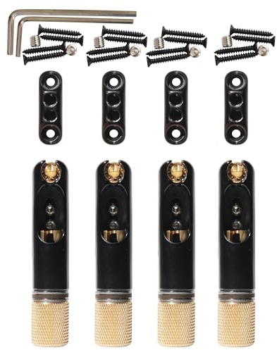 Batking Single Headless Bass Bridge, One Set 4 Strings Bridge for Electric Bass Guitar (For 4 Strings Bass)