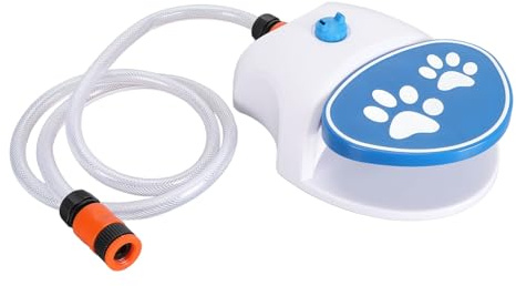 Fuente Al Aire Libre con Rociadores y Bebedero para Perros - Agua Activada por la Pata - Juguete Interactivo con Válvula Pedal para Mascotas