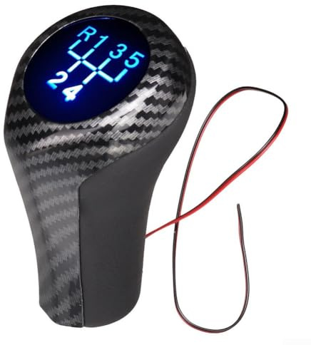 SPORTARC Ergonomisches Design, LED-beleuchteter Schalthebelknauf, Ersatz für E46, E90, E91, E92, für X1 (5-Gang-Karbonfaser-Stil, 5 Gänge)