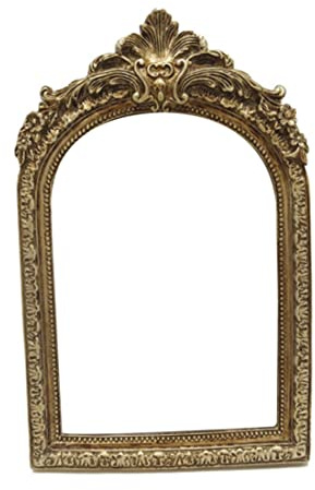 SWEETBIUTI Vintage Bilderrahmen Retro geschnitztes Fotorahmen rund dekorative geschnitzte Goldfotohalter für Tischplatten Wandhänge (22x14,5 cm)