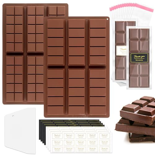 GreenYeah 2PCS Stampi in Silicone per Cioccolato, Stampo Cioccolato Tavoletta, Stampo Tavoletta Cioccolato Profondo Silicone, Stampi per Cioccolatini, Stampo Cioccolatini Profondo
