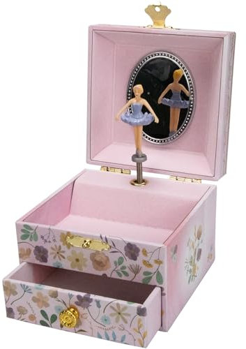 GICO Schmuckkästchen Ballerina mit Schublade für Mädchen Kinderspieluhr mit Musik, drehender Figur und Spiegel Geburtstagsgeschenk Mädchen Schmuckbox Kinder - 92071
