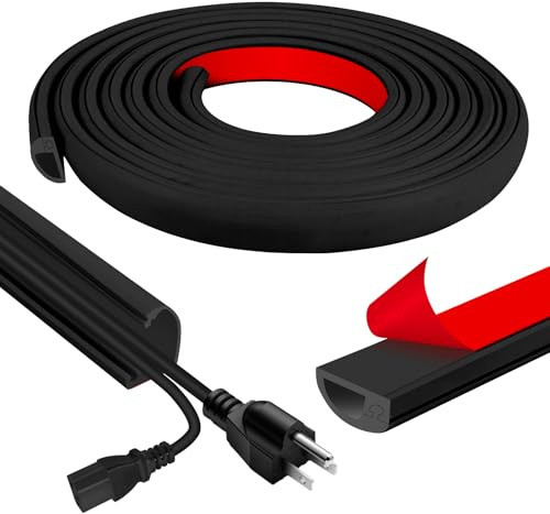 Cable Floor Cover Cable Trunking 22x10mm Self-Adhesive Floor Cable Cover Flexible Cable Hider for Home, Office, Tv Setup, Floor, Wall