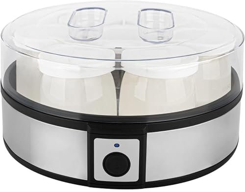 PRMTYUP Máquina De Yogur Completamente Automática De 1,26 L, Máquina De Yogur con Control De Un Solo Toque, para Mejorar La Salud Intestinal, Tarro De Yogur con 7 Tapas,Plata