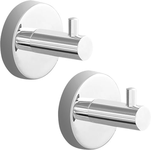 ALTPWJW Towel Hooks for Bathrooms,2 Pack Stainless Steel Door Hooks Screw in Coat Robe Hook(Chrome)
