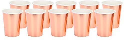 Tnfeeon Gobelets en Papier Jetables, 20 Pièces, Tasses à café en Papier Chaud, Tasse à Boire Compostable, Tasse à Jus Recyclable pour Fête, café, thé (Or Rose)