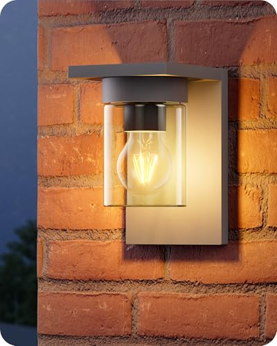 EDISHINE Vintage Wall Light, Outdoor Lantern Wall Lights, Outdoor Wall Lights, Kerosene Lamp Styling IP44 Waterproof & E27 Socket, Durable Aluminum for Entryway, Garage, Hallway, Anthracite Color