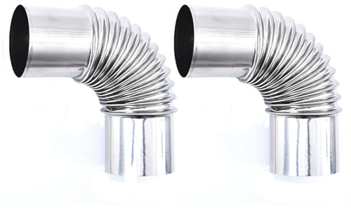 AWISEFULL 2.36 Stove Pipe Stainless Steel 2 pcs Chimney Flue Extension Stovepipe for Outdoor Wood Stove (90 Degree)