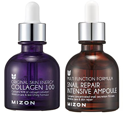 MIZON Snail intensive ampoule + Collagen 100, Wrinkle Care, Safe Formula, Ampoule, Moisture, Snail Mucin, Collagen