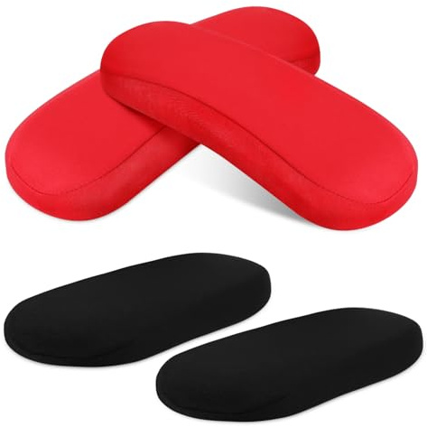 DOITOOL 4pezzi Copri Braccioli Sedia Ufficio con Cerniera Protezione Arm Rest per Poltrone Sedie Scrivania e Sedie da Gioco Facile Installazione e Alta Durabilità Rossi e Neri in Poliester