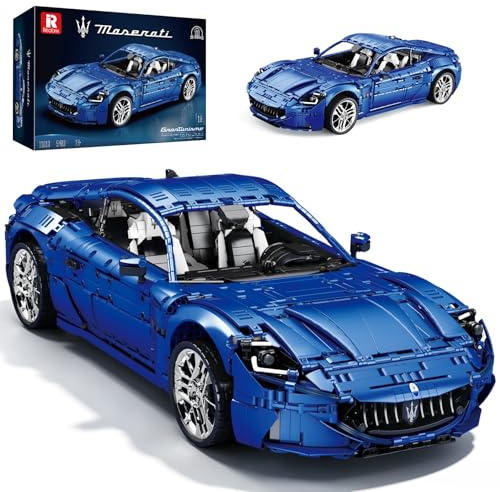 Reobrix 11010 Maserati Sportwagen Modellauto, XXL Klemmbausteinen 1:8 Auto | Modellbausatz für Erwachsene, Große Sammlergröße 62cm, Exklusive 110-Jahre Edition, Offiziell lizenziert Maserati, 5480 Teile