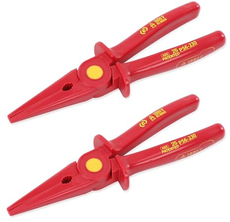 CRIPOP 2 PCS 9 Inch Insulated Plastic Needle Nose Pliers, 1000V Insulated Electrician Pliers for Electrical Work, Snipe Nose Hand Tool for Electrical Wiring and Maintenance