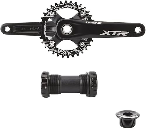 Fahrrad Kurbelgarnitur 64/104bcd Mit Kettenblatt 32z/34z/36z/38z BSA Innenlager 170mm MTB Kurbelarmsatz Aluminiumlegierung Hohl Integrierte Kurbelgarnitur, Black, 32T