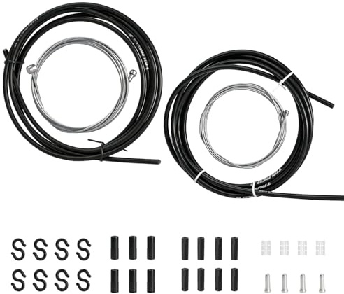 AYHYHLJZJ Lot de 2 câbles de frein et de dérailleur universels pour vélo - Gaine et frein avec embouts - Joints toriques - Donuts - Câble de frein et câble de vitesse - En PVC - Pour VTT, vélo de