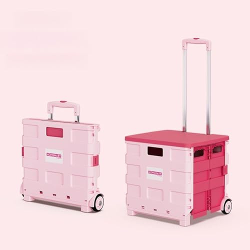 Carrello per la spesa pieghevole da 65 l, con coperchio e ruote, contenitore portatile per giardino, campeggio e uso all'aperto, design leggero a due ruote
