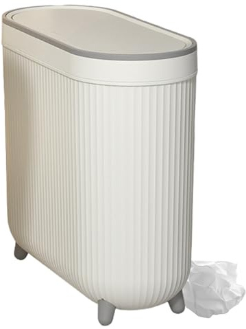 Poubelle de toilette fine - Poubelle de salle de bain étroite - Bac couvert - Boîtier robuste moderne en ABS facile à nettoyer - Construction durable - Idéal pour la toile