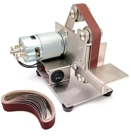Lijadora de banda, Amoladora multifuncional, mini lijadora de banda eléctrica, pulidora bricolaje, afilador bordes corte(15)