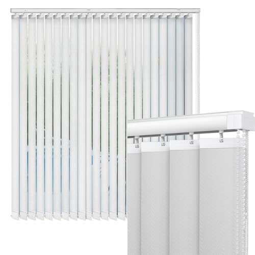 Vertical Blinds for Home, Sliding Glass Door Vertical Blinds, 3.8 Slats Verticle Curtain, White Embossed Fabric Patio Door Blind, Cordless, Light-Filtering(W47 xH55)