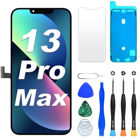 DIGI4U Écran pour iPhone 13 Pro Max LCD, 6,7 Pouces True Tone Display Face ID Écran Tactile 3D de Remplacement pour iPhone 13 Pro Max LCD avec kit de réparation