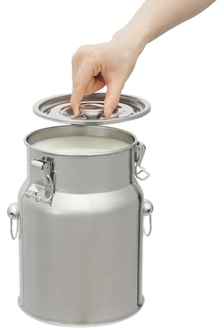 ZHDPYHDD Bricco per latte in acciaio inox, 5 l, contenitore ermetico con coperchio, senza rubinetto, per trasporto e stoccaggio