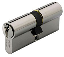 Vachette Cylindre de Serrure Mécanique FIRST pour Porte - Double Entrée 40x40mm - Mécanisme 5 Goupilles Sécurisé - 3 Clés - Installation Facile - Garantie 2 Ans - Finition Nickelée