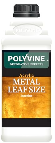 Polyvine Metal Leaf Size Acrylic Adhesive – Interior Gilding Glue for Gold Leaf, Metal Leaf & Foil. Water-Based, Low Odour, Easy Clean, Long Open Time. Furniture, Plaster & Decorative Features (1L)