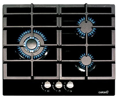 Cata - Modelo LCI 6021 BK, 3 Quemadores Encendido Eléctrico, Encimera de Gas Natural, Ancho de 58 cm, Negro