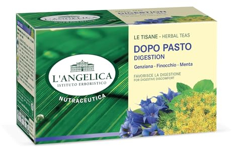 L'Angelica Nutraceutica, Tisana Funzionale Dopo Pasto, Con Genziana, Finocchio, Menta, Favorisce la Digestione, Senza Glutine e Lattosio, Vegana, 10 Confezioni da 20 Filtri