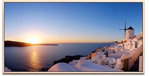 Panorama von einem Dorf ca. 130x70cm Wandbild inklusive Schattenfugenrahmen naturfarbend - Panorama Leinwand Bild XXL Format Wandbilder Wohnzimmer Wohnung Deko Kunstdrucke