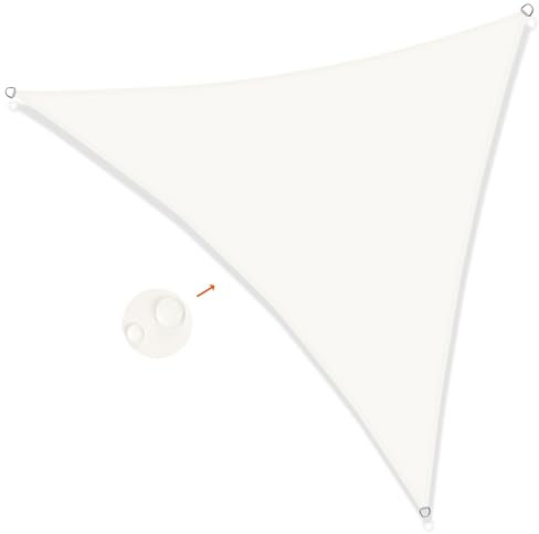 SUNNY GUARD Vela ombreggiante Impermeabile 3x3x3m Tenda a Vela Triangolare,Tenda da Sole per Esterno Protezione Raggi UV per Giardino Esterno terrazza, Crema