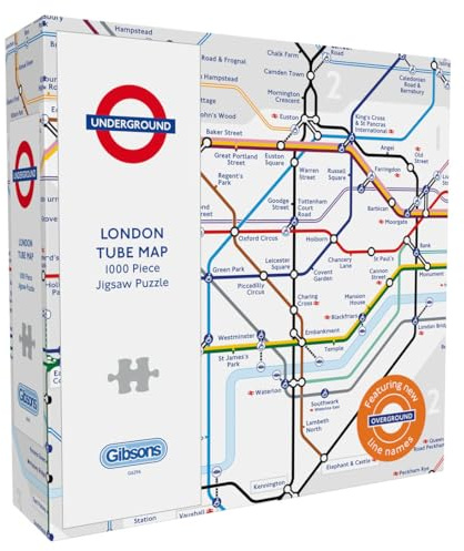 Gibsons London Underground Tube Map 1000 Piece Jigsaw Puzzle for Adults – Official TFL Licensed Design – Includes Handy Poster – Premium British Puzzle Made in the UK - NEW ARTWORK