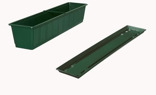Fuchs seit 1895 Balkonkasten Standard mit passendem Untersetzer, Farben:dunkelgrün, Länge:60 cm