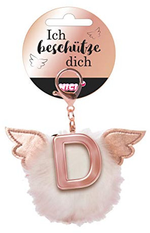 NICI 46973 Taschenanhänger Schutzbommel Buchstabe D, WEIß/Gold