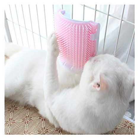 Katzenbürste Katze Selbstpflegebürste, Kätzchen Und Welpen Haarpflegekamm, Massage Kicker, Für Die Ecke des Katzenkäfigs (Color : Pink)