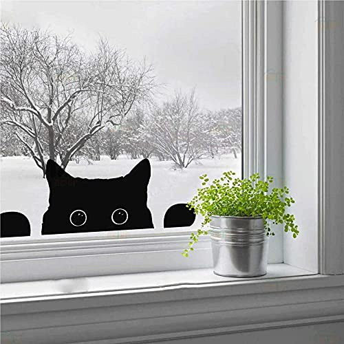 Cat Wall Vinyl Decal Art - Cute Kittens Peeping Stickers for Kids Rooms, Fridge, Nursery - Cartoon Animals Home Decor